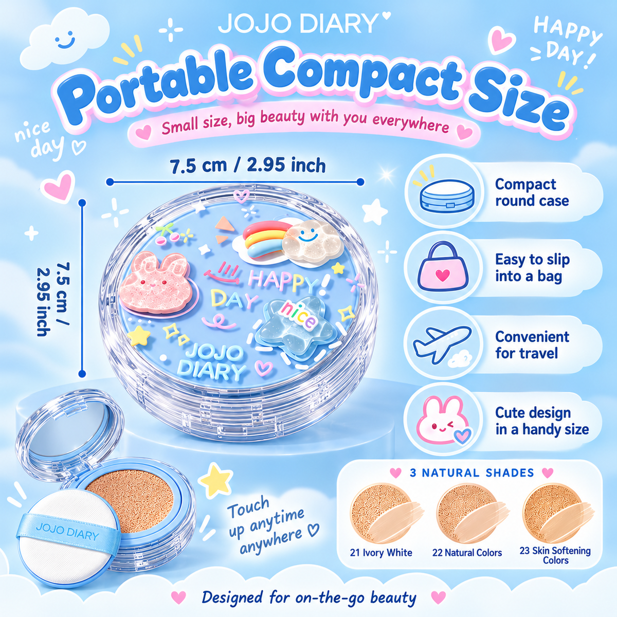 JOJO DIARY Hydrating Air Cushion BB Cream, Waterproof