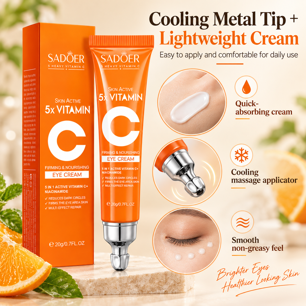 SADOER 5X Vitamin C Eye Cream for Dark Circles
