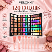 VERONNI 120 Color Matte Shimmer Eyeshadow Palette with Brushes