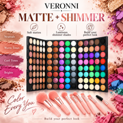 VERONNI 120 Color Matte Shimmer Eyeshadow Palette with Brushes
