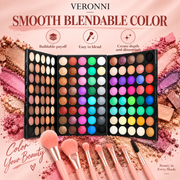 VERONNI 120 Color Matte Shimmer Eyeshadow Palette with Brushes