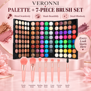VERONNI 120 Color Matte Shimmer Eyeshadow Palette with Brushes