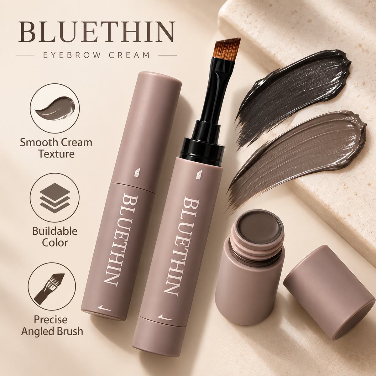 BLUETHIN Double-Ended Waterproof Eyebrow Cream Pomade