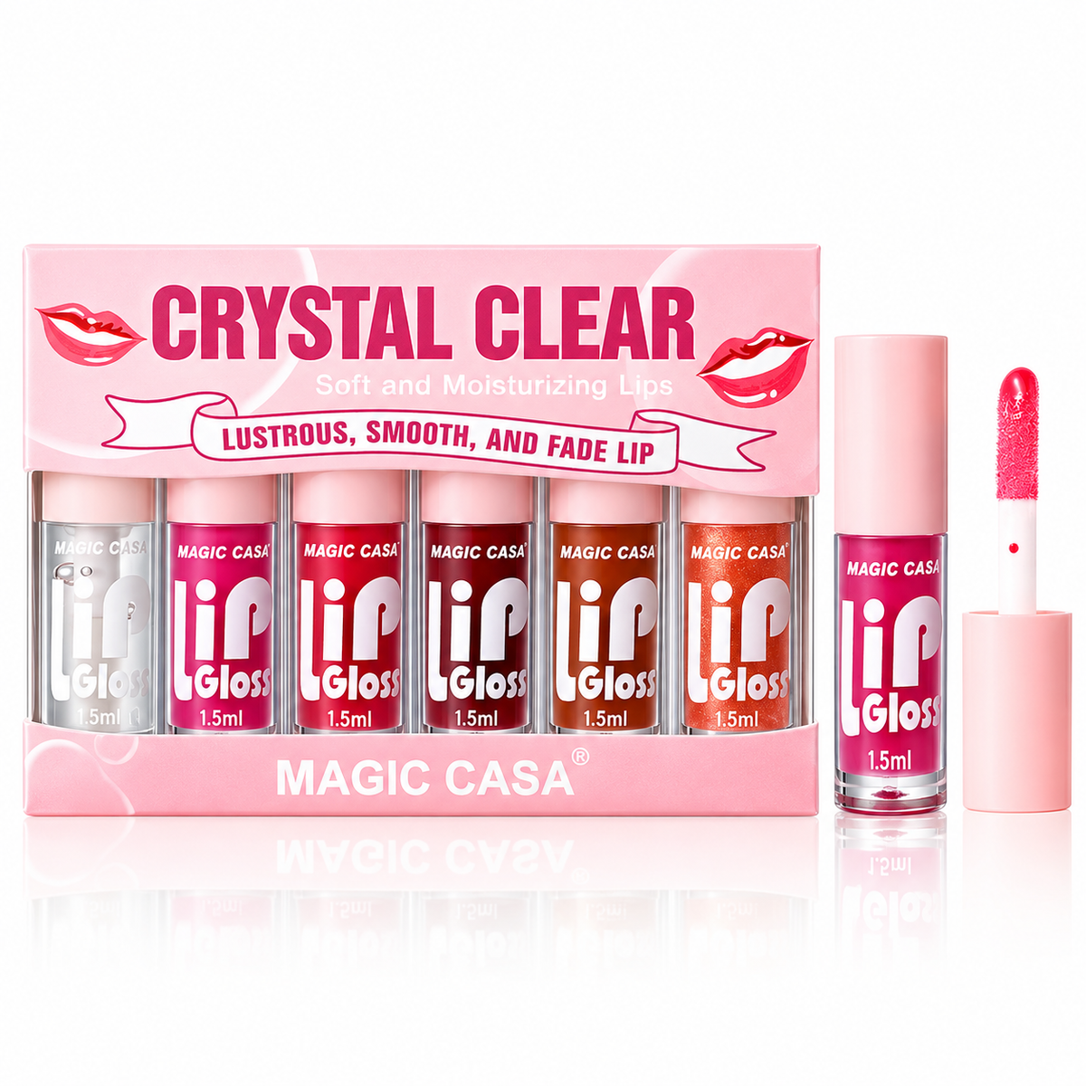 MAGIC CASA Crystal Clear 6-Piece Mini Lip Gloss Set