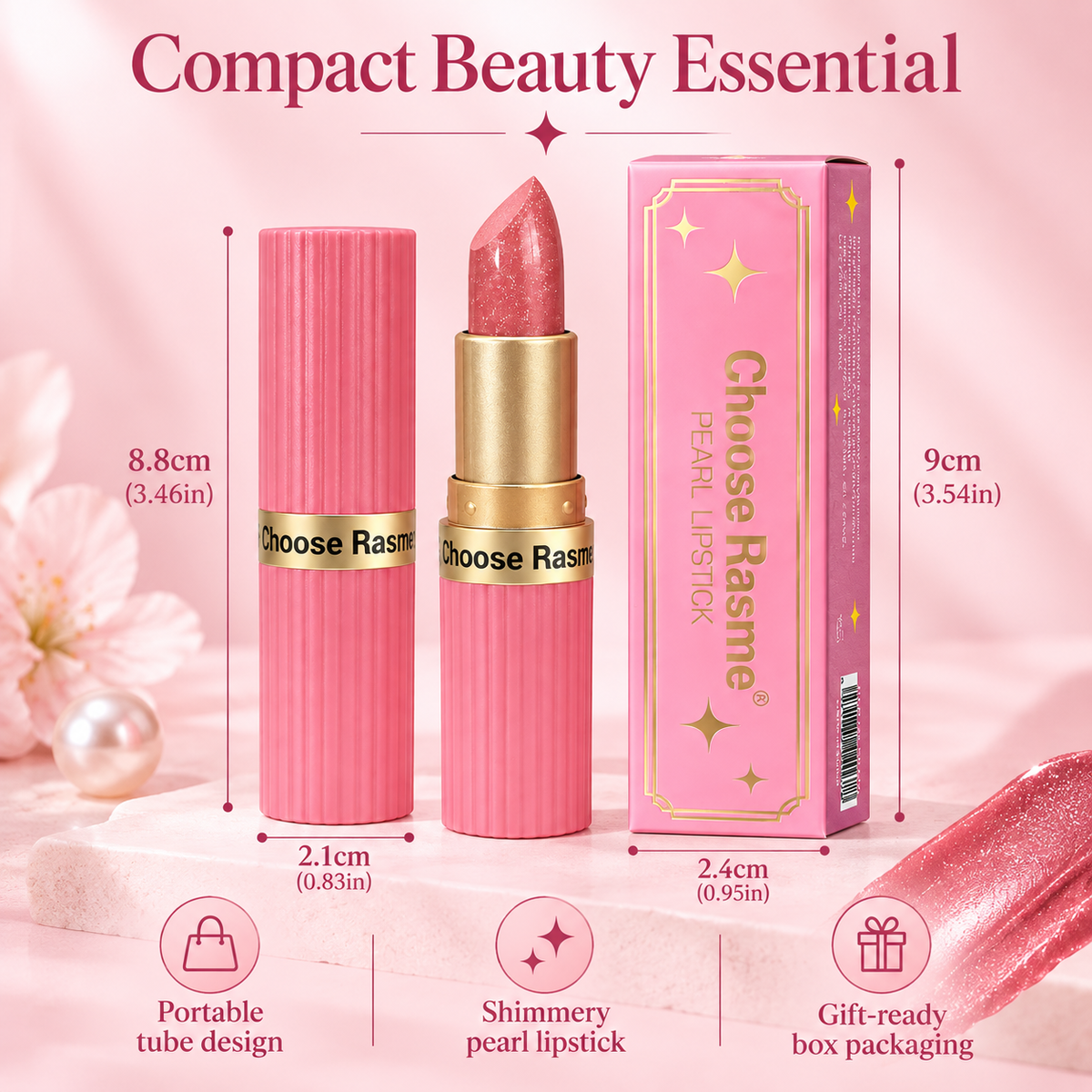 Choose Rasme Waterproof Pearlescent Glitter Lipstick