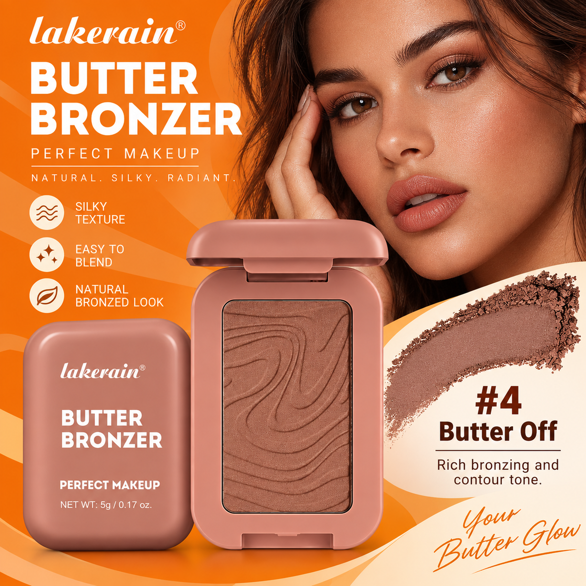 Lakerain Butter Bronzer Pressed Powder Bronzer for Face