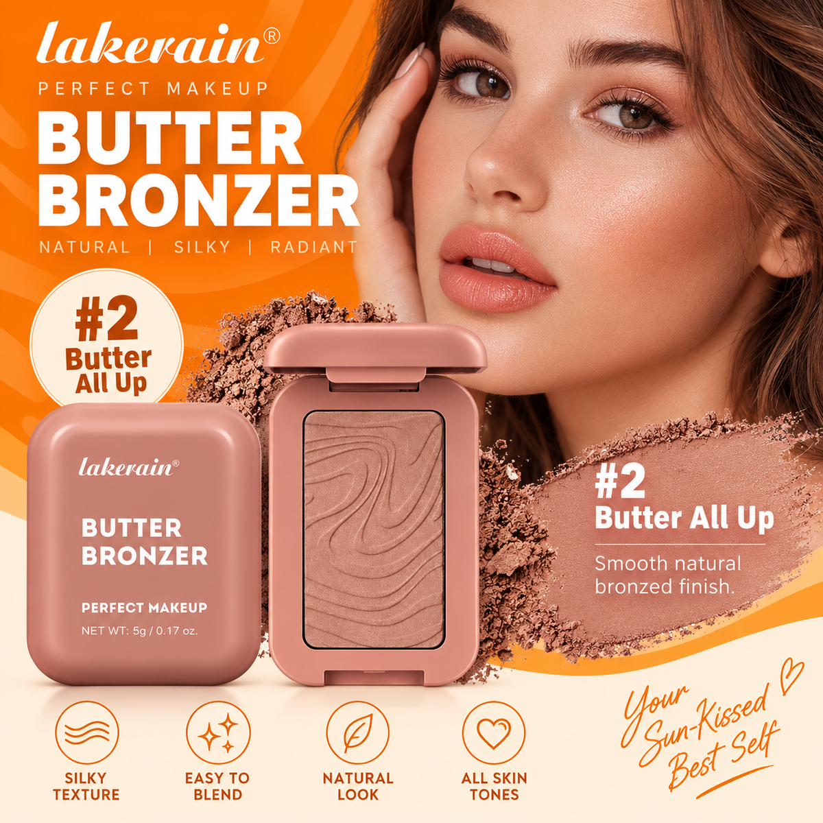 Lakerain Butter Bronzer Pressed Powder Bronzer for Face
