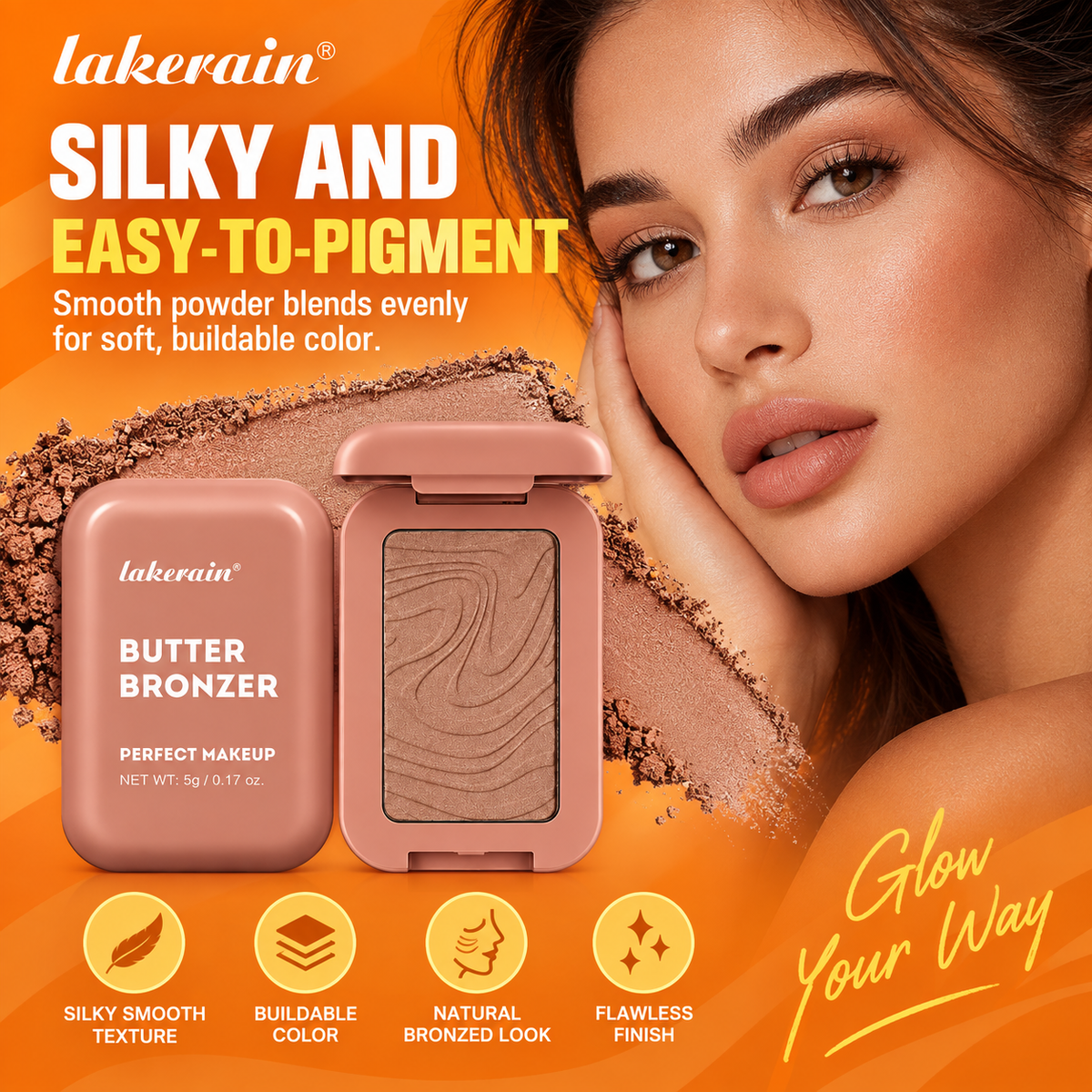 Lakerain Butter Bronzer Pressed Powder Bronzer for Face