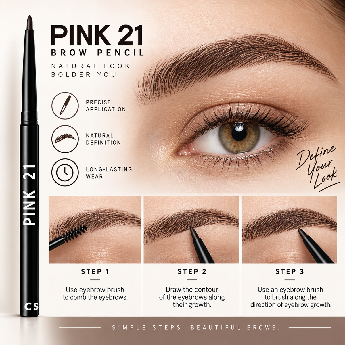 PINK 21 Waterproof Retraceable Black Eyeliner Pencil