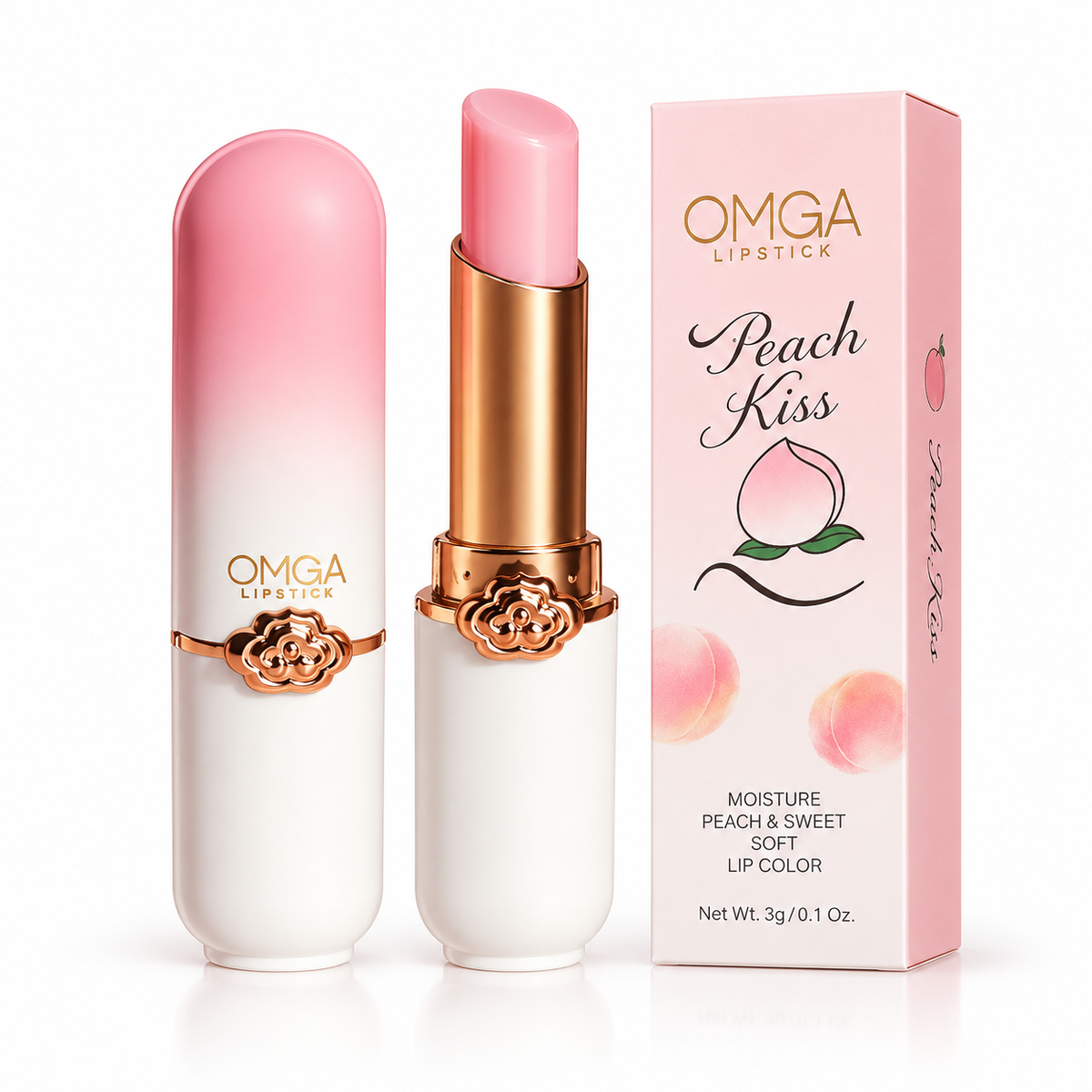 OMGA Peach Kiss Color Changing Lipstick Moisturizing Lip Balm