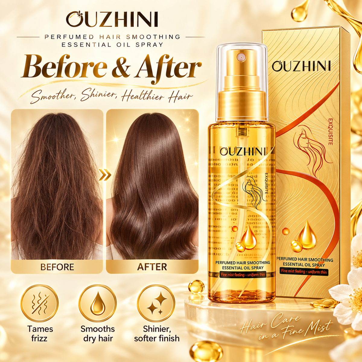 OUZHINI Deep Nourishing Hair Smoothing Essential Oil Spray