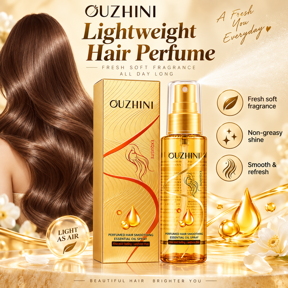 OUZHINI Deep Nourishing Hair Smoothing Essential Oil Spray