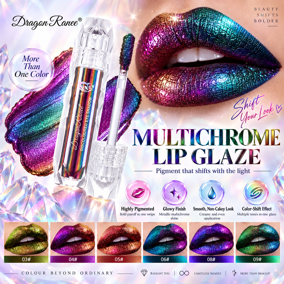 Dragon Ranee Color Changing Lip Gloss Metallic Lip Glaze