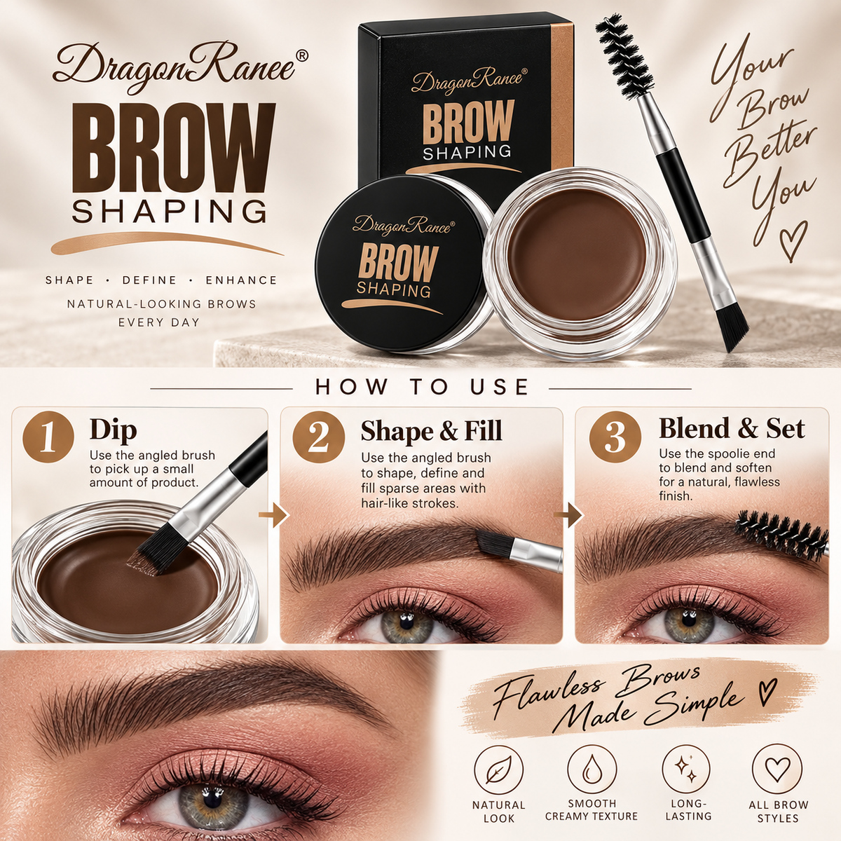 Dragon Ranee Eyebrow Pomade Styling Cream Brow Shaping Gel