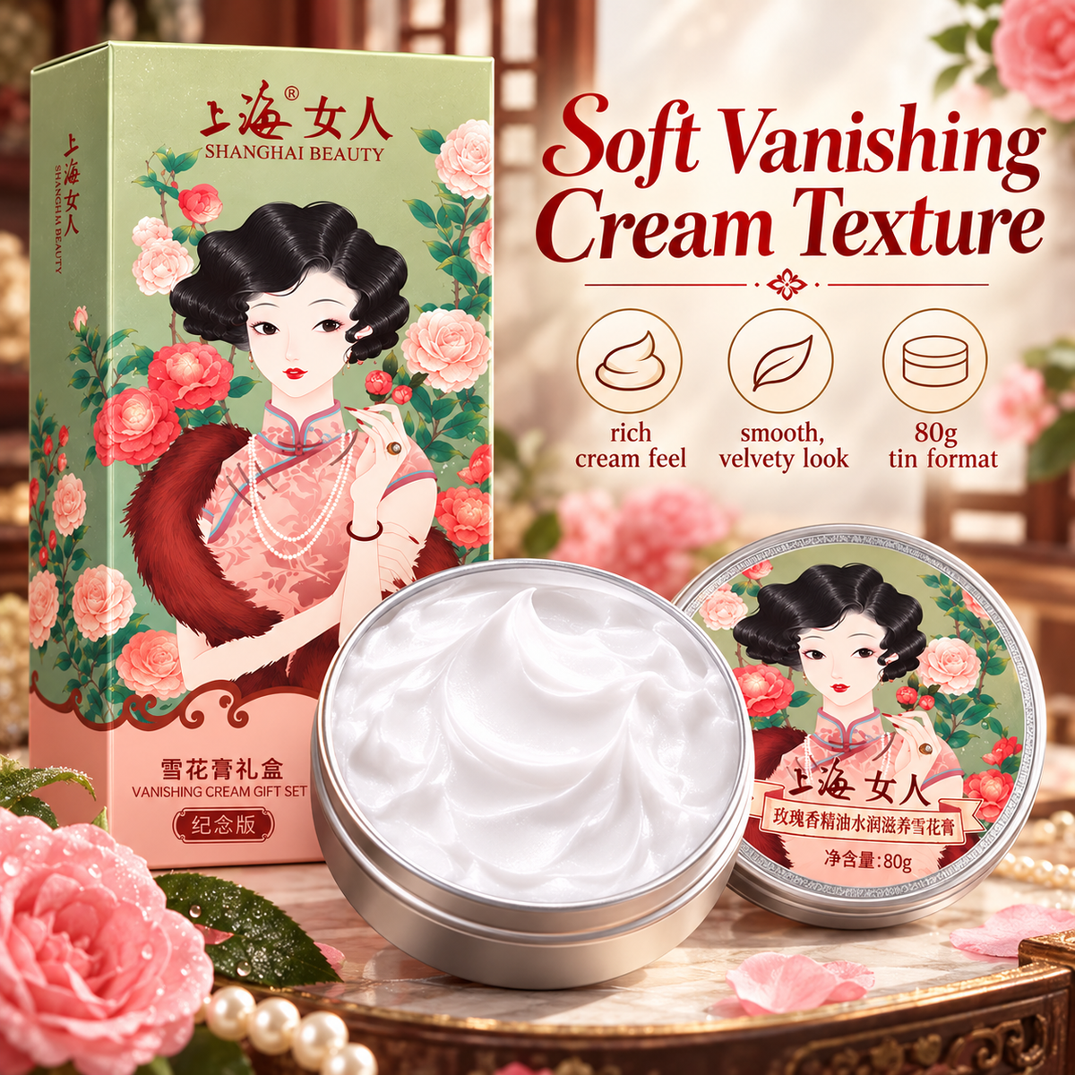 Shanghai Lady Snow Cream Vanishing Face Cream Gift Set