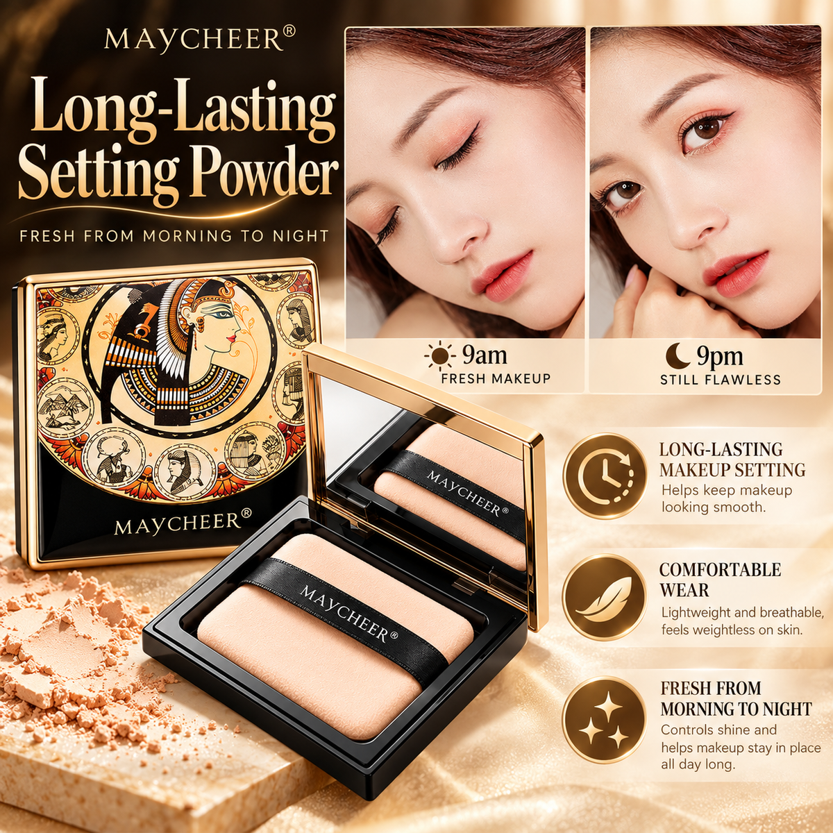 MAYCHEER Egyptian Pressed Setting Powder Waterproof Matte