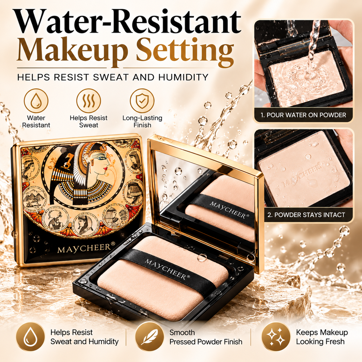 MAYCHEER Egyptian Pressed Setting Powder Waterproof Matte