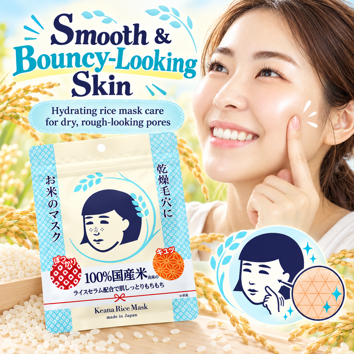 ISHIZAWA LAB Keana Nadeshiko Japanese Rice Face Mask 10 Sheets