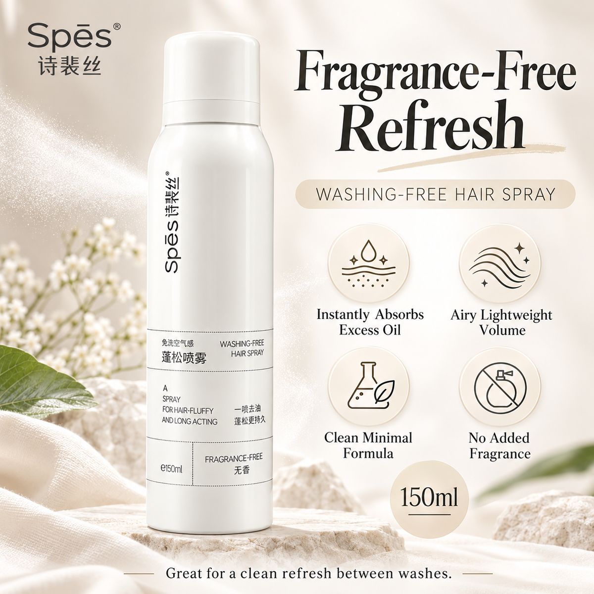 SPES Dry Shampoo Washing-Free Hair Spray For Volumizing 150ml