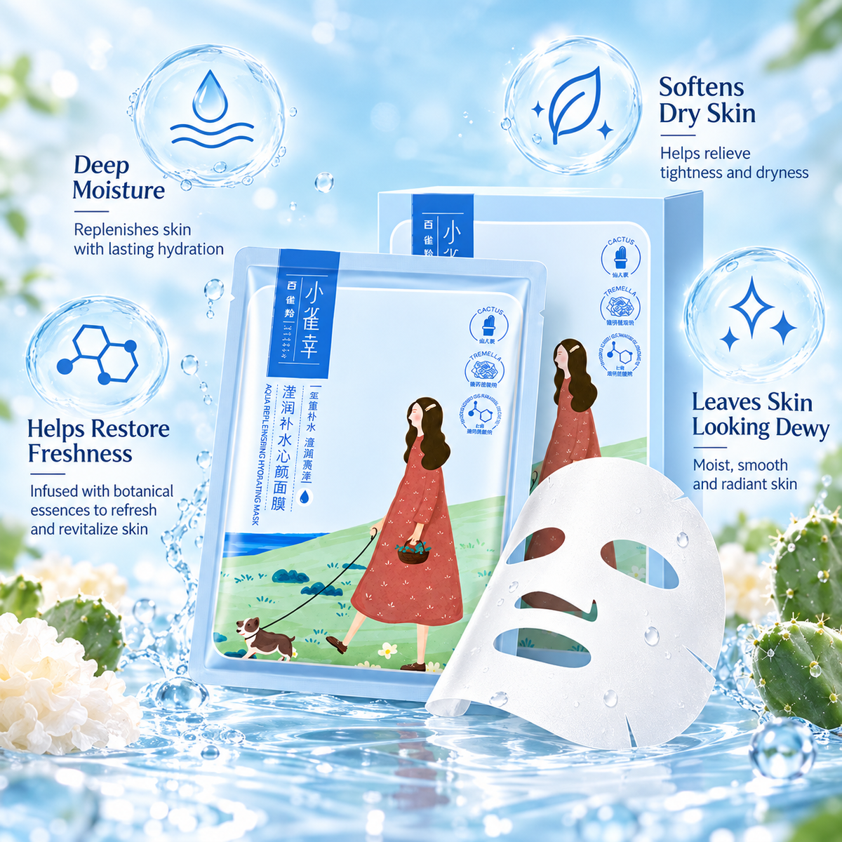 PECHOIN Little Lucky Hydrating Bright Calming Sheet Mask 10pc