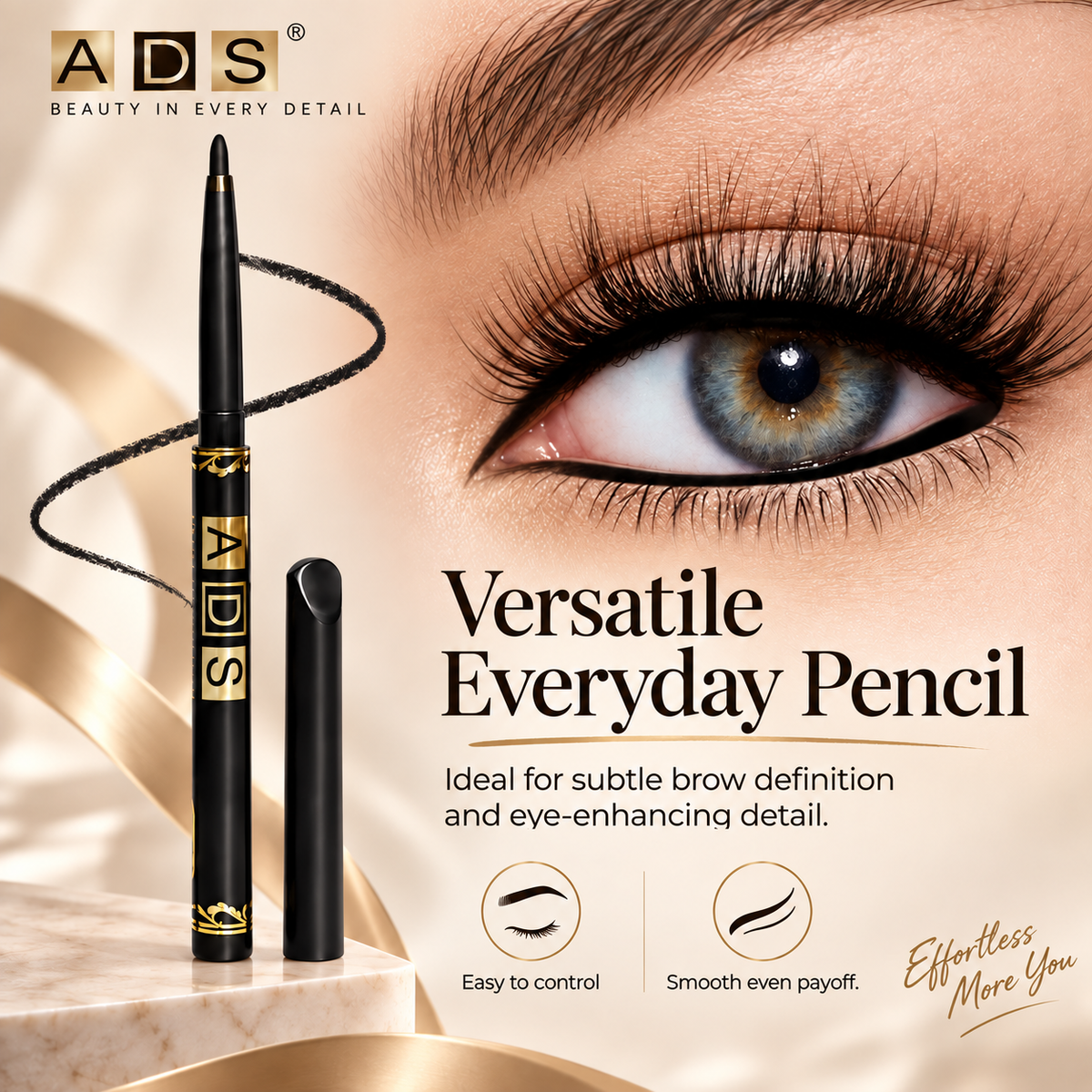 ADS Waterproof & Smudge-Proof Eyeliner & Eyebrow Pencil