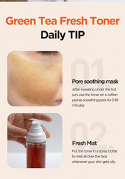 Isntree Green Tea Fresh Toner 200mL daily soothing pack and mist tips