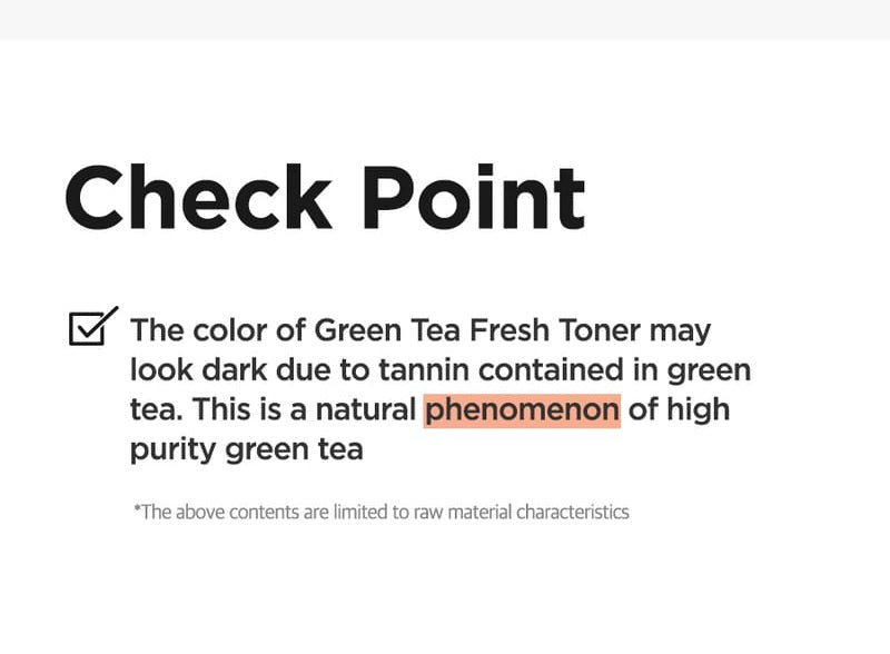 Isntree Green Tea Fresh Toner 200mL natural color check point
