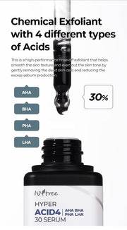 Isntree Hyper Acid 4 AHA BHA PHA LHA 30 Serum 20mL four acid exfoliation concept
