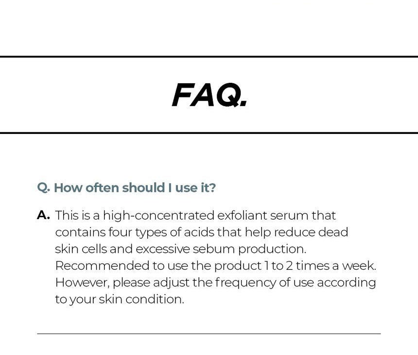 Isntree Hyper Acid 4 AHA BHA PHA LHA 30 Serum 20mL weekly frequency faq