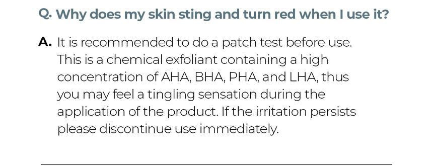 Isntree Hyper Acid 4 AHA BHA PHA LHA 30 Serum 20mL tingling and irritation faq