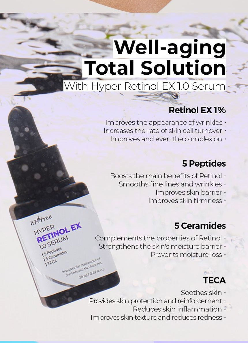 Isntree Hyper Retinol EX 1.0 Serum 20mL five peptides five ceramides and teca
