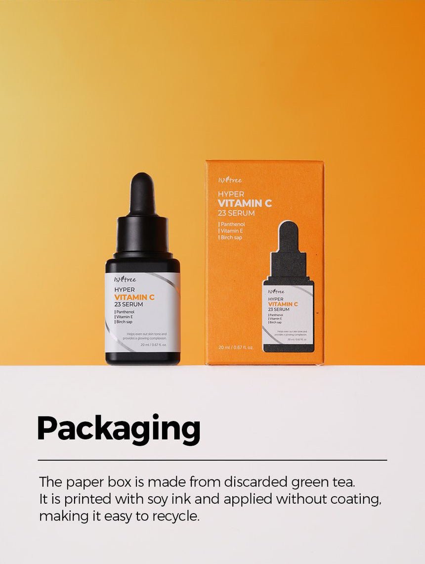 Isntree Hyper Vitamin C 23 Serum 20mL recycled paper and soy ink packaging