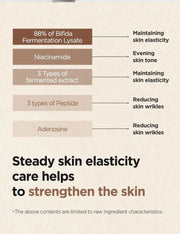 Isntree TW-Real Bifida Ampoule 50mL ingredient benefit chart with qualifier