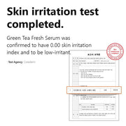 Isntree Green Tea Fresh Serum 50mL official skin irritation test