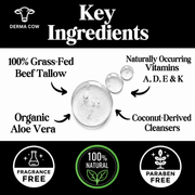 Derma Cow tallow facial cleanser key ingredients