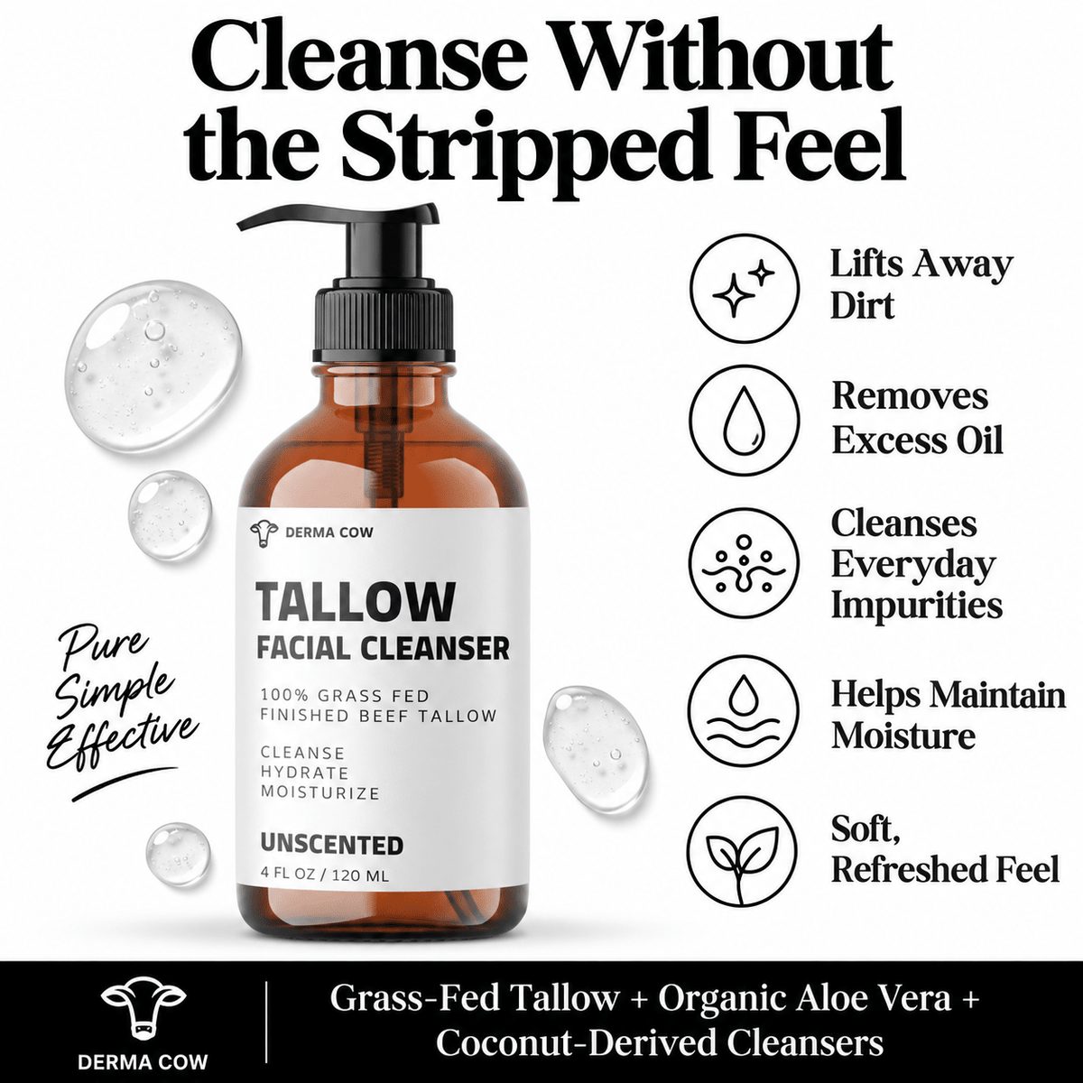 Derma Cow tallow facial cleanser cleansing benefits