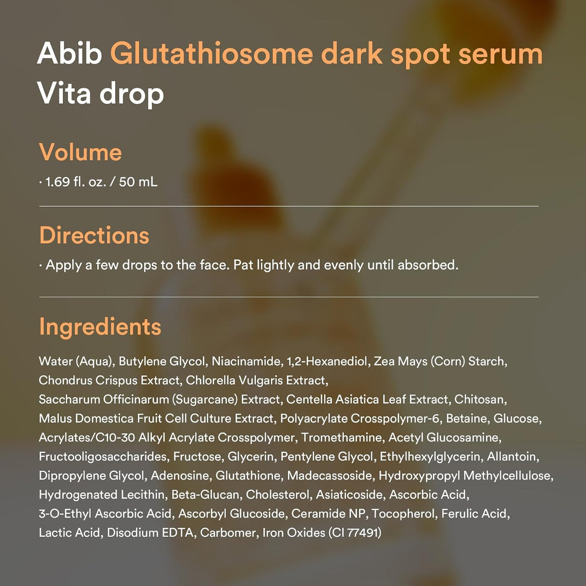 Abib Glutathiosome Dark Spot Serum Vita Drop 50mL English product information
