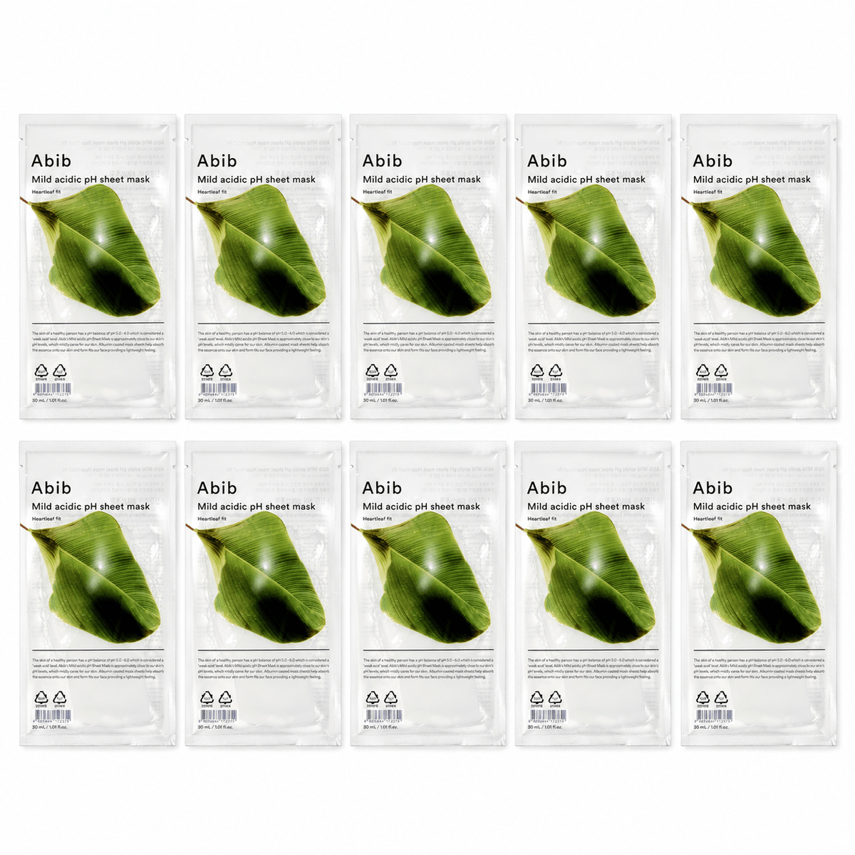 Abib heartleaf fit ten sheet mask sachets