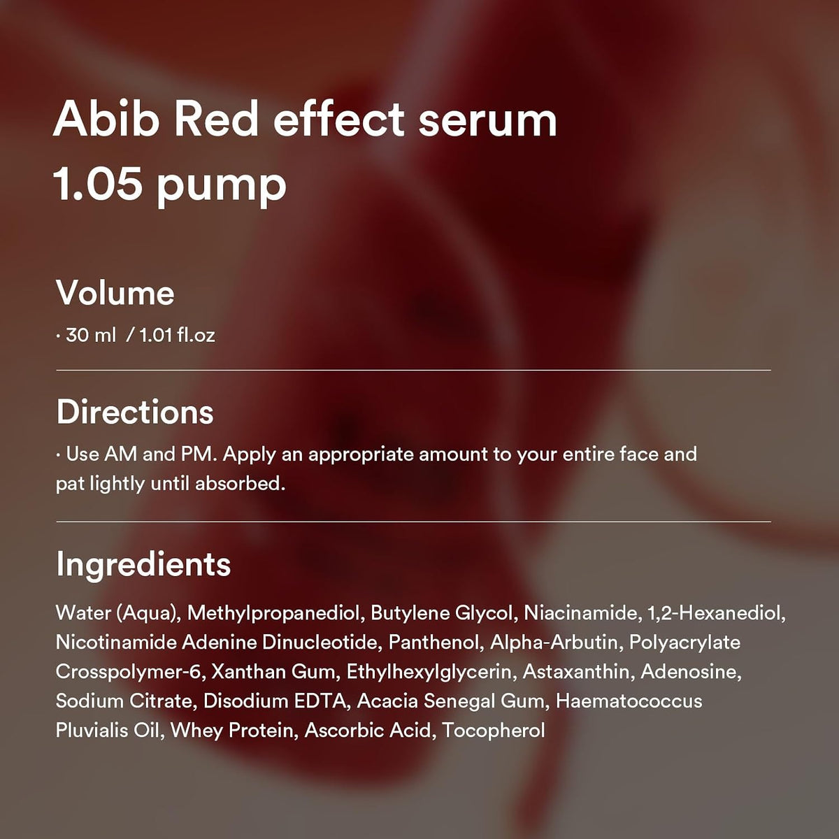Abib Red Effect Serum English Amazon gallery product information 06