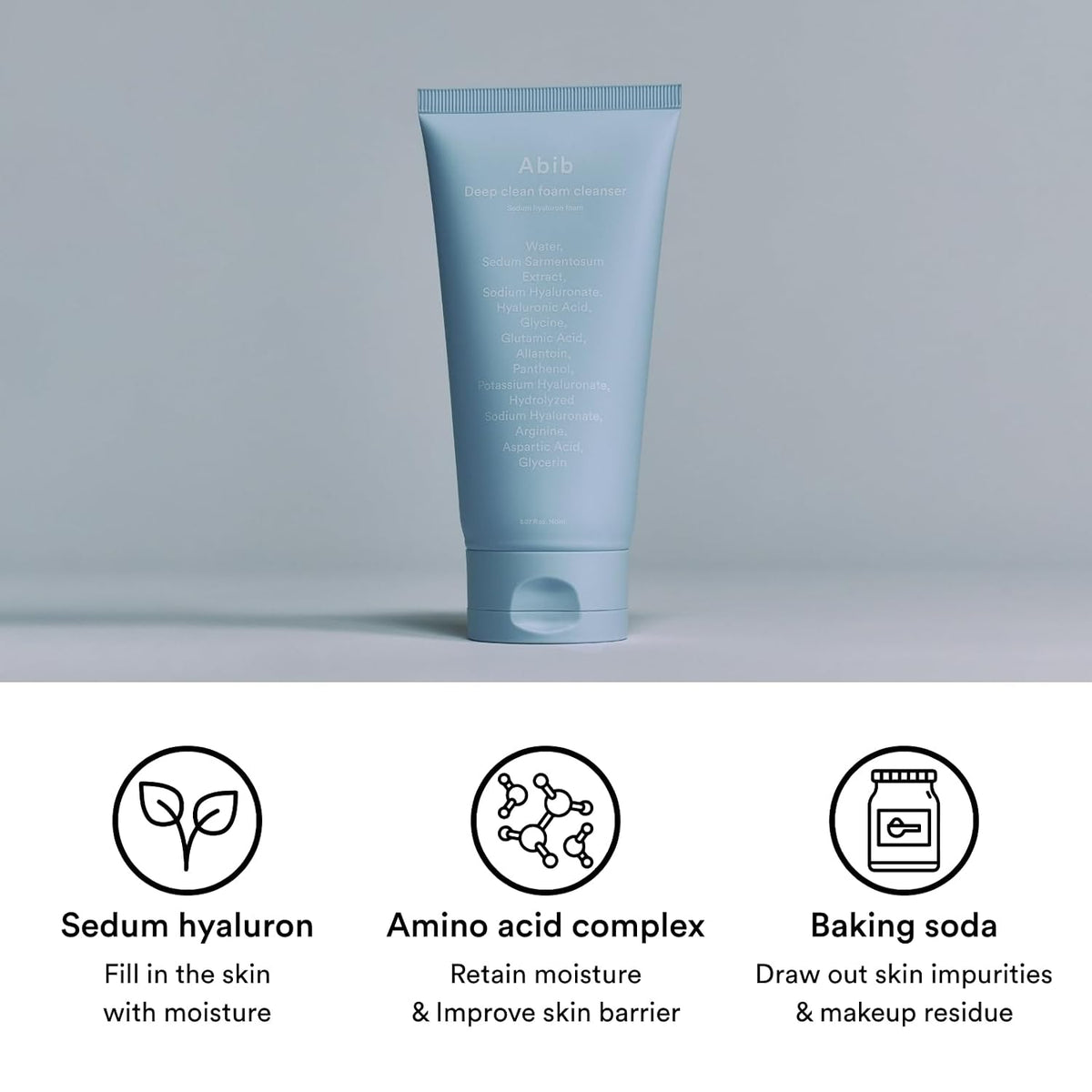 Abib Sedum Hyaluron Foam Cleanser – Sedum hyaluron, amino acid complex and baking soda