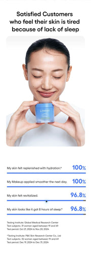 LANEIGE Water Sleeping Mask: Four consumer results with both study groups and complete footnotes