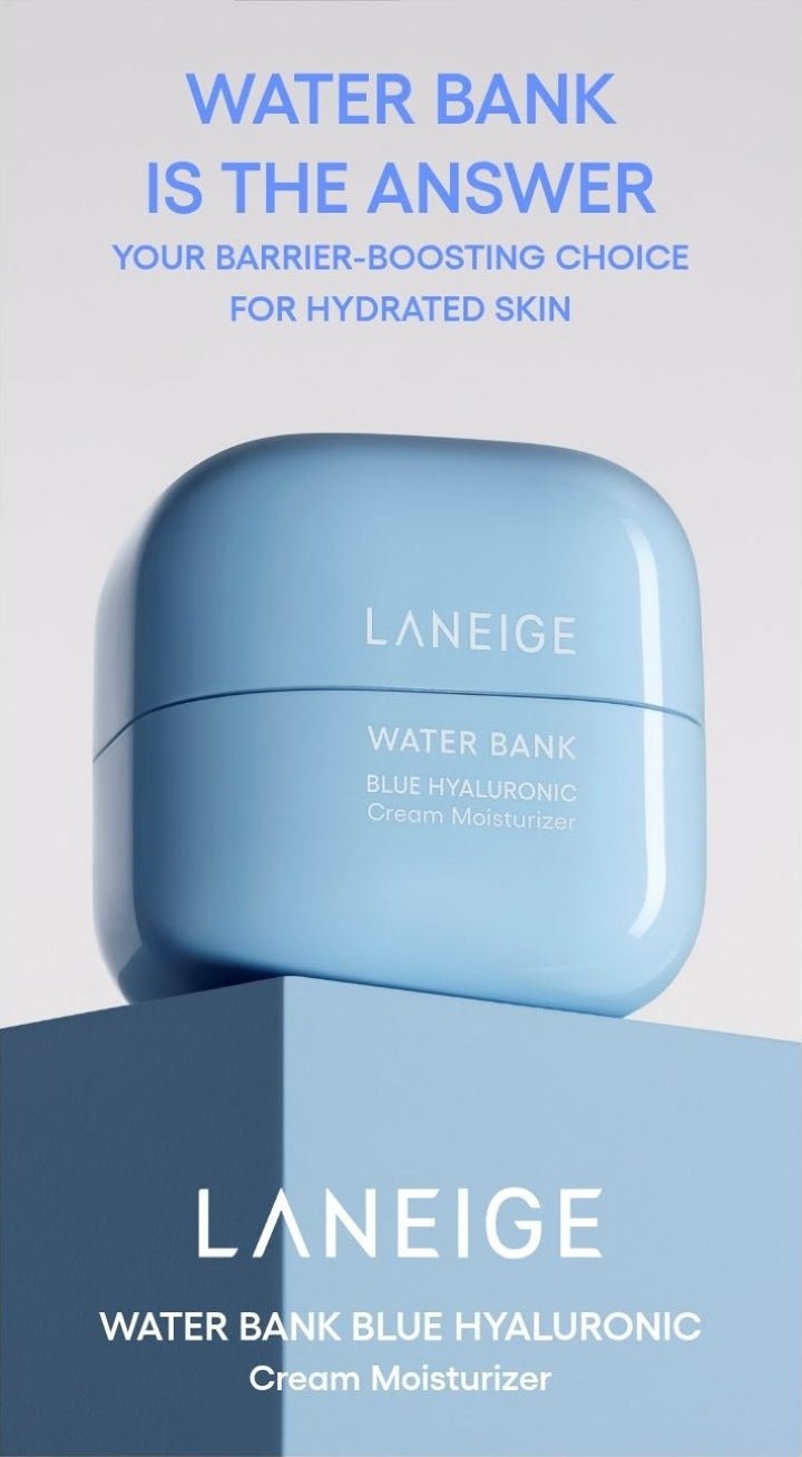LANEIGE Water Bank Pepta-Panthenol Cream Moisturizer official information: WATER BANK IS THE ANSWER YOUR BARRIER-BOOSTING CHOICE FOR HYDRATED SKIN WATER BANK BLUE HYALURONIC Cream Moisturizer
