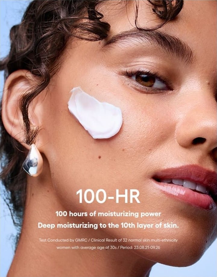 LANEIGE Water Bank Pepta-Panthenol Cream Moisturizer official information: 100-HR 100 hours of moisturizing power Deep moisturizing to the 10th layer of skin. Test Conducted by GMRC / Clinical Result of 32 normal skin multi-ethnicity women with average age of 30s / Period: 23.08.21-09.26
