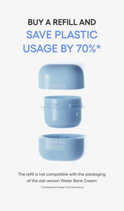 LANEIGE Water Bank Pepta-Panthenol Cream Moisturizer official information: 50 mL refillable packaging sustainability with compatibility qualification