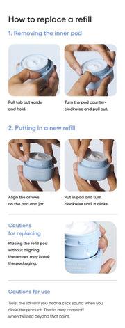LANEIGE Water Bank Pepta-Panthenol Cream Moisturizer official information: 50 mL refill replacement instructions and package cautions