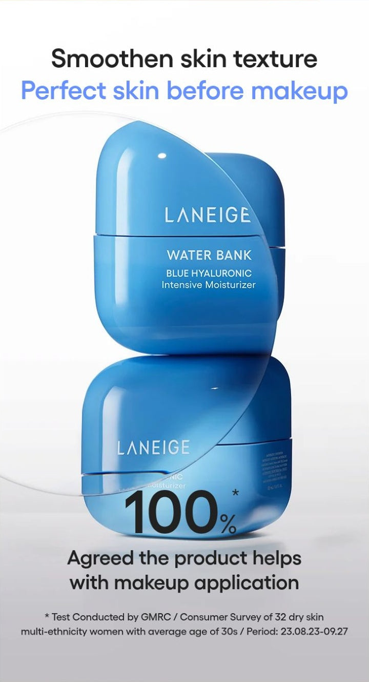 LANEIGE Water Bank Blue Hyaluronic Intensive Moisturizer official makeup study
