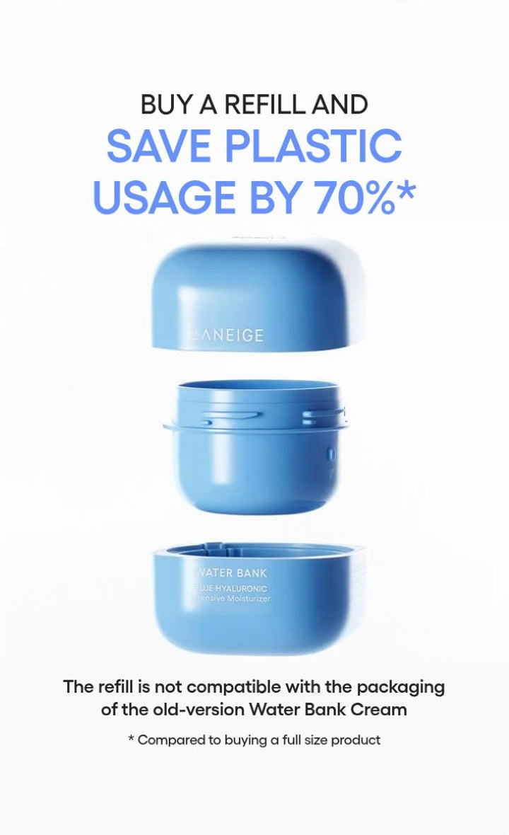 LANEIGE Water Bank Blue Hyaluronic Intensive Moisturizer official refill sustainability