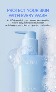 LANEIGE Water Bank Gentle Gel Cleanser official protect with every wash