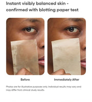 LANEIGE Balance Mode Pore Polishing Peel-Off Mask official panel: Instant visibly balanced skin - confirmed with blotting paper test Before Immediately After Photos are for illustrative purposes only. Individual results may vary and may