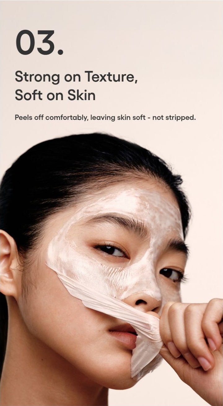 LANEIGE Balance Mode Pore Polishing Peel-Off Mask official panel: 03. Strong on Texture, Soft on Skin Peels off comfortably, leaving skin soft - not stripped.